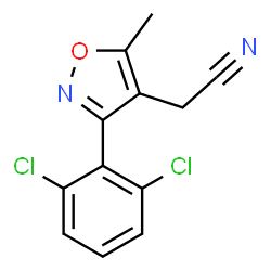 ChemSpider 2D Image | 2-(3-(2,6-Dichlorophenyl)-5-methylisoxazol-4-yl)acetonitrile | C12H8Cl2N2O