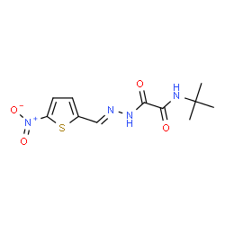 ChemSpider 2D Image | N-tert-Butyl-2-{(2E)-2-[(5-nitro-2-thienyl)methylene]hydrazino}-2-oxoacetamide | C11H14N4O4S