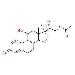 ChemSpider 2D Image | 11,17-Dihydroxy-3,20-dioxopregna-1,4-dien-21-yl acetate | C23H30O6