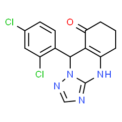 ChemSpider 2D Image | 9-(2,4-Dichlorophenyl)-5,6,7,9-tetrahydro[1,2,4]triazolo[5,1-b]quinazolin-8(1H)-one | C15H12Cl2N4O