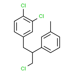 ChemSpider 2D Image | 1,2-Dichloro-4-[3-chloro-2-(3-methylphenyl)propyl]benzene | C16H15Cl3