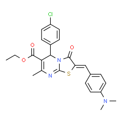 ChemSpider 2D Image | Ethyl (2Z)-5-(4-chlorophenyl)-2-[4-(dimethylamino)benzylidene]-7-methyl-3-oxo-2,3-dihydro-5H-[1,3]thiazolo[3,2-a]pyrimidine-6-carboxylate | C25H24ClN3O3S