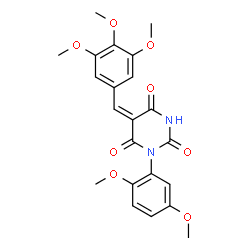 ChemSpider 2D Image | (5E)-1-(2,5-Dimethoxyphenyl)-5-(3,4,5-trimethoxybenzylidene)-2,4,6(1H,3H,5H)-pyrimidinetrione | C22H22N2O8