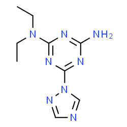 ChemSpider 2D Image | N,N-Diethyl-6-(1H-1,2,4-triazol-1-yl)-1,3,5-triazine-2,4-diamine | C9H14N8