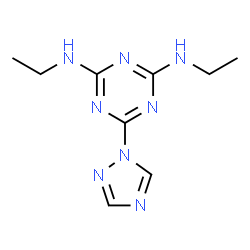 ChemSpider 2D Image | N,N'-Diethyl-6-(1H-1,2,4-triazol-1-yl)-1,3,5-triazine-2,4-diamine | C9H14N8