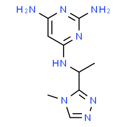 ChemSpider 2D Image | N~4~-[1-(4-Methyl-4H-1,2,4-triazol-3-yl)ethyl]-2,4,6-pyrimidinetriamine | C9H14N8