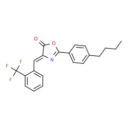 ChemSpider 2D Image | (4Z)-2-(4-Butylphenyl)-4-[2-(trifluoromethyl)benzylidene]-1,3-oxazol-5(4H)-one | C21H18F3NO2