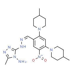 ChemSpider 2D Image | 3-{(2Z)-2-[2,4-Bis(4-methyl-1-piperidinyl)-5-nitrobenzylidene]hydrazino}-5-methyl-4H-1,2,4-triazol-4-amine | C22H33N9O2