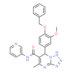 ChemSpider 2D Image | 7-[4-(Benzyloxy)-3-methoxyphenyl]-5-methyl-N-(3-pyridinyl)-1,7-dihydrotetrazolo[1,5-a]pyrimidine-6-carboxamide | C25H23N7O3