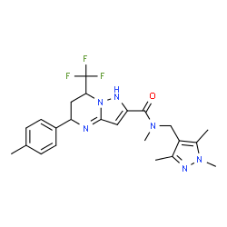 ChemSpider 2D Image | N-Methyl-5-(4-methylphenyl)-7-(trifluoromethyl)-N-[(1,3,5-trimethyl-1H-pyrazol-4-yl)methyl]-1,5,6,7-tetrahydropyrazolo[1,5-a]pyrimidine-2-carboxamide | C23H27F3N6O