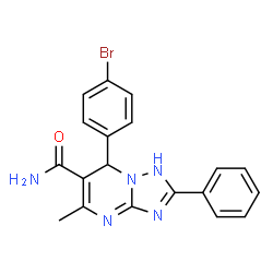 ChemSpider 2D Image | 7-(4-Bromophenyl)-5-methyl-2-phenyl-1,7-dihydro[1,2,4]triazolo[1,5-a]pyrimidine-6-carboxamide | C19H16BrN5O