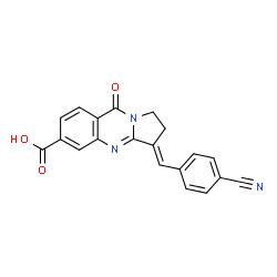 ChemSpider 2D Image | (3E)-3-(4-Cyanobenzylidene)-9-oxo-1,2,3,9-tetrahydropyrrolo[2,1-b]quinazoline-6-carboxylic acid | C20H13N3O3