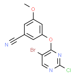 ChemSpider 2D Image | 3-[(5-Bromo-2-chloro-4-pyrimidinyl)oxy]-5-methoxybenzonitrile | C12H7BrClN3O2