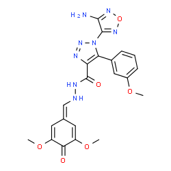 ChemSpider 2D Image | 1-(4-Amino-1,2,5-oxadiazol-3-yl)-N'-[(3,5-dimethoxy-4-oxo-2,5-cyclohexadien-1-ylidene)methyl]-5-(3-methoxyphenyl)-1H-1,2,3-triazole-4-carbohydrazide | C21H20N8O6
