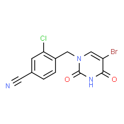 ChemSpider 2D Image | 4-[(5-Bromo-2,4-dioxo-3,4-dihydro-1(2H)-pyrimidinyl)methyl]-3-chlorobenzonitrile | C12H7BrClN3O2