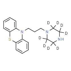 ChemSpider 2D Image | 10-{3-[(2,2,3,3,5,5,6,6-~2~H_8_)-1-Piperazinyl]propyl}-10H-phenothiazine | C19H15D8N3S