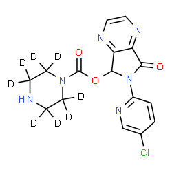 ChemSpider 2D Image | 6-(5-Chloro-2-pyridinyl)-7-oxo-6,7-dihydro-5H-pyrrolo[3,4-b]pyrazin-5-yl 1-(2,2,3,3,5,5,6,6-~2~H_8_)piperazinecarboxylate | C16H7D8ClN6O3