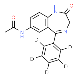 ChemSpider 2D Image | N-[2-Oxo-5-(~2~H_5_)phenyl-2,3-dihydro-1H-1,4-benzodiazepin-7-yl]acetamide | C17H10D5N3O2