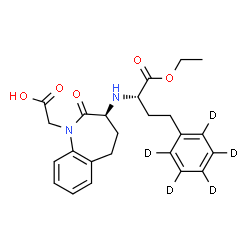 ChemSpider 2D Image | [(3S)-3-{[(2S)-1-Ethoxy-1-oxo-4-(~2~H_5_)phenyl-2-butanyl]amino}-2-oxo-2,3,4,5-tetrahydro-1H-1-benzazepin-1-yl]acetic acid | C24H23D5N2O5
