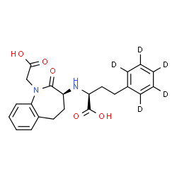 ChemSpider 2D Image | (2S)-2-{[(3S)-1-(Carboxymethyl)-2-oxo-2,3,4,5-tetrahydro-1H-1-benzazepin-3-yl]amino}-4-(~2~H_5_)phenylbutanoic acid | C22H19D5N2O5