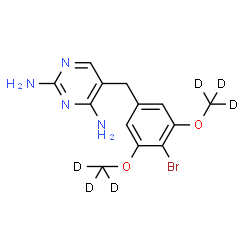 ChemSpider 2D Image | 5-{4-Bromo-3,5-bis[(~2~H_3_)methyloxy]benzyl}-2,4-pyrimidinediamine | C13H9D6BrN4O2