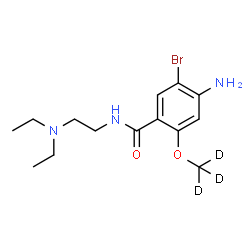 ChemSpider 2D Image | 4-Amino-5-bromo-N-[2-(diethylamino)ethyl]-2-[(~2~H_3_)methyloxy]benzamide | C14H19D3BrN3O2