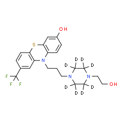 ChemSpider 2D Image | 10-{3-[4-(2-Hydroxyethyl)(~2~H_8_)-1-piperazinyl]propyl}-8-(trifluoromethyl)-10H-phenothiazin-3-ol | C22H18D8F3N3O2S