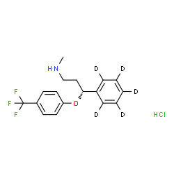 ChemSpider 2D Image | (3R)-N-Methyl-3-(~2~H_5_)phenyl-3-[4-(trifluoromethyl)phenoxy]-1-propanamine hydrochloride (1:1) | C17H14D5ClF3NO