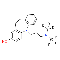 ChemSpider 2D Image | 5-(3-{Bis[(~2~H_3_)methyl]amino}propyl)-10,11-dihydro-5H-dibenzo[b,f]azepin-2-ol | C19H18D6N2O