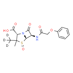 ChemSpider 2D Image | (2S,5R,6R)-3-Methyl-3-(~2~H_3_)methyl-7-oxo-6-[(phenoxyacetyl)amino]-4-thia-1-azabicyclo[3.2.0]heptane-2-carboxylic acid 4-oxide | C16H15D3N2O6S