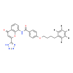 ChemSpider 2D Image | N-[4-Oxo-2-(1H-tetrazol-5-yl)-4H-chromen-8-yl]-4-[4-(~2~H_5_)phenylbutoxy]benzamide | C27H18D5N5O4