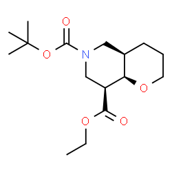 ChemSpider 2D Image | 8-Ethyl 6-(2-methyl-2-propanyl) (4aR,8S,8aR)-hexahydro-2H-pyrano[3,2-c]pyridine-6,8(5H)-dicarboxylate | C16H27NO5