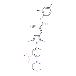 ChemSpider 2D Image | (2E)-2-Cyano-3-{2,5-dimethyl-1-[4-(4-morpholinyl)-3-nitrophenyl]-1H-pyrrol-3-yl}-N-(2,4-dimethylphenyl)acrylamide | C28H29N5O4