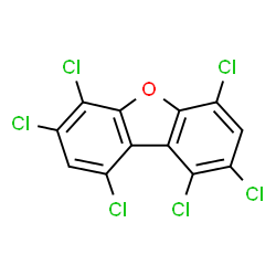 ChemSpider 2D Image | 1,2,4,6,7,9-HEXACHLORODIBENZOFURAN | C12H2Cl6O