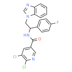 ChemSpider 2D Image | N-[2-(1H-Benzimidazol-1-yl)-1-(4-fluorophenyl)ethyl]-5,6-dichloronicotinamide | C21H15Cl2FN4O