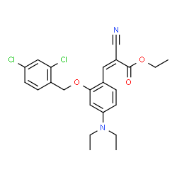 ChemSpider 2D Image | Ethyl (2Z)-2-cyano-3-{2-[(2,4-dichlorobenzyl)oxy]-4-(diethylamino)phenyl}acrylate | C23H24Cl2N2O3