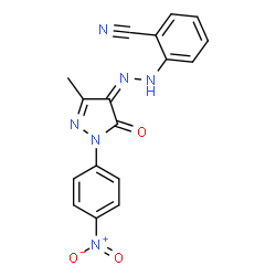 ChemSpider 2D Image | 2-{(2Z)-2-[3-Methyl-1-(4-nitrophenyl)-5-oxo-1,5-dihydro-4H-pyrazol-4-ylidene]hydrazino}benzonitrile | C17H12N6O3