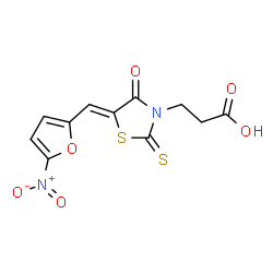 ChemSpider 2D Image | 3-{(5Z)-5-[(5-Nitro-2-furyl)methylene]-4-oxo-2-thioxo-1,3-thiazolidin-3-yl}propanoic acid | C11H8N2O6S2