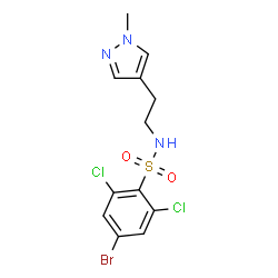 ChemSpider 2D Image | 4-Bromo-2,6-dichloro-N-[2-(1-methyl-1H-pyrazol-4-yl)ethyl]benzenesulfonamide | C12H12BrCl2N3O2S