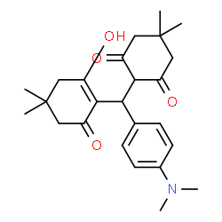 ChemSpider 2D Image | 2-[[4-(dimethylamino)phenyl](2-hydroxy-4,4-dimethyl-6-oxo-1-cyclohexen-1-yl)methyl]-5,5-dimethyl-1,3-cyclohexanedione | C25H33NO4