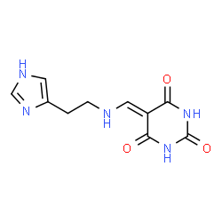 ChemSpider 2D Image | 5-({[2-(1H-Imidazol-4-yl)ethyl]amino}methylene)-2,4,6(1H,3H,5H)-pyrimidinetrione | C10H11N5O3