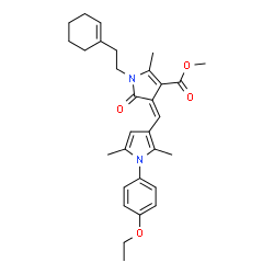 ChemSpider 2D Image | Methyl (4Z)-1-[2-(1-cyclohexen-1-yl)ethyl]-4-{[1-(4-ethoxyphenyl)-2,5-dimethyl-1H-pyrrol-3-yl]methylene}-2-methyl-5-oxo-4,5-dihydro-1H-pyrrole-3-carboxylate | C30H36N2O4