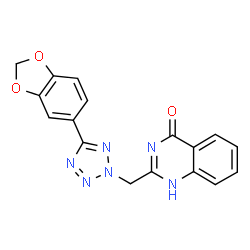 ChemSpider 2D Image | 2-{[5-(1,3-Benzodioxol-5-yl)-2H-tetrazol-2-yl]methyl}-4(1H)-quinazolinone | C17H12N6O3