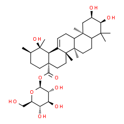 ChemSpider 2D Image | 1-O-[(2alpha,3alpha,5xi,9xi)-2,3,19-Trihydroxy-28-oxours-12-en-28-yl]-beta-D-glucopyranose | C36H58O10