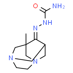 ChemSpider 2D Image | (2E)-2-(1-Methyl-3,6-diazatricyclo[4.3.1.1~3,8~]undec-9-ylidene)hydrazinecarboxamide | C11H19N5O