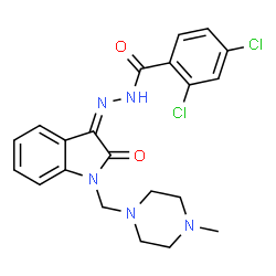 ChemSpider 2D Image | 2,4-Dichloro-N'-{(3Z)-1-[(4-methyl-1-piperazinyl)methyl]-2-oxo-1,2-dihydro-3H-indol-3-ylidene}benzohydrazide | C21H21Cl2N5O2