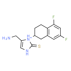 ChemSpider 2D Image | 5-(Aminomethyl)-1-(5,7-difluoro-1,2,3,4-tetrahydro-2-naphthalenyl)-2-thioxo-2,3-dihydro-1H-imidazol-1-ium | C14H16F2N3S
