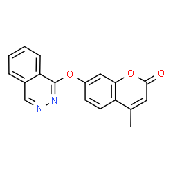 ChemSpider 2D Image | 4-Methyl-7-(1-phthalazinyloxy)-2H-chromen-2-one | C18H12N2O3