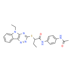 ChemSpider 2D Image | N-(4-acetamidophenyl)-2-({5-ethyl-[1,2,4]triazino[5,6-b]indol-3-yl}sulfanyl)butanamide | C23H24N6O2S