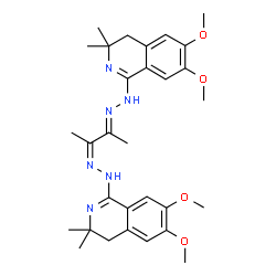 ChemSpider 2D Image | 1-[(2E)-2-{(3Z)-3-[(6,7-Dimethoxy-3,3-dimethyl-3,4-dihydro-1-isoquinolinyl)hydrazono]-2-butanylidene}hydrazino]-6,7-dimethoxy-3,3-dimethyl-3,4-dihydroisoquinoline | C30H40N6O4